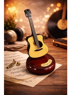 Kurmalı Gitar Müzik Kutusu – Dekoratif Hediyelik Tasarım, Romantik Özel Gün Hediyesi, Koleksiyonluk Masaüstü Dekor