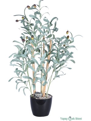 Yapay Çiçek Sitesi Plastik Saksıda Bambulu Zeytin Ağacı 80 cm