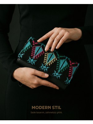 Zaytoon El Çantası,Filistin Nakışlı (Tatreez) El Çantası 10x19 cm