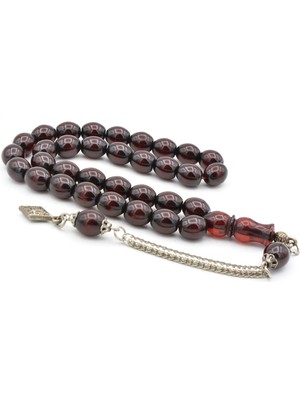 Murty99 Tilki Kuyruğu Kamçılı Beyzi Kesim Imamesi Tıraşlı Kahverengi Sıkma Kehribar Tesbih 002