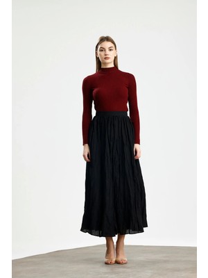 Pamuk Vual Crush Etek Siyah