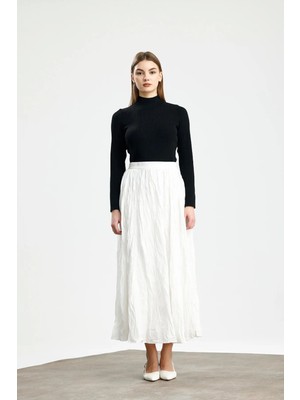 Pamuk Vual Crush Etek Ekru