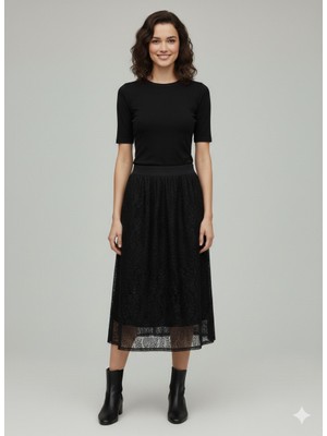 On Triko Midi Boy Etek Dantelli Etek 70220