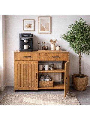 Bangu Kapaklı Petek Üstü Kahve Köşesi Dolabı ( Derinlik 32 cm ) Çok Amaçlı Dresuar BPKM009