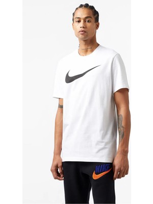 Nike M Nsw Tee Icon Swoosh Beyaz Erkek Tişört Yumuşak Pamuklu Kumaş ile Günlük Kullanım İçin