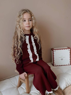 Miniko Kids Kız Çocuk Hırkalı Güpürlü Düğmeli Triko Takım