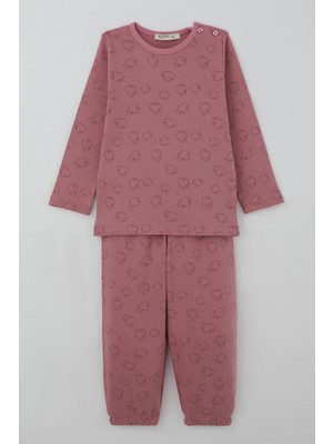 Breeze Kız Bebek Pijama Takımı Tatlı Elmacık Rüyası 9 Ay-3 Yaş, Gülkurusu