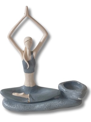 Yogacı Kız Polyester Çubuk Tütsülük ve   Tealight Mumluk Gri