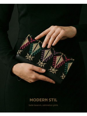 Zaytoon El Çantası,Filistin Nakışlı (Tatreez) El Çantası 10x19 cm