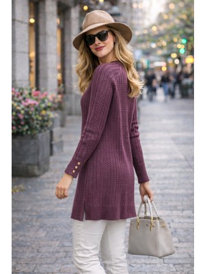 Stilmony Kadın Merserize Saç Örgü Standart Tunik Kazak