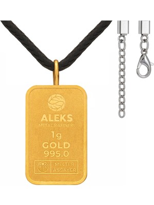 Agakulche 1 gr 24 Ayar Siyah Ipli Amr Altın Külçe Kolye