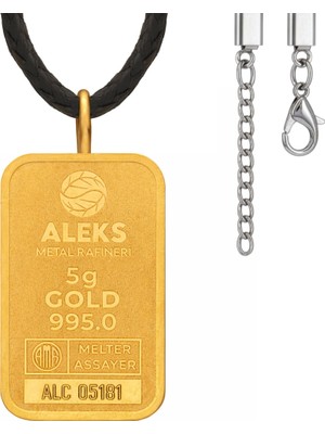 Agakulche 5 gr 24 Ayar Siyah Ipli Amr Altın Külçe Kolye