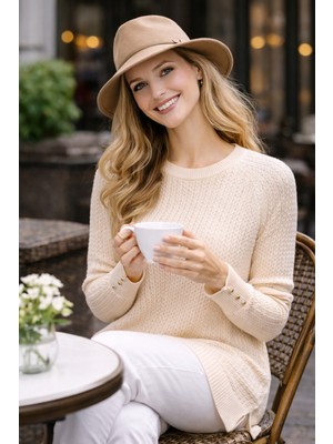 Stilmony Kadın Merserize Saç Örgü Standart Tunik Kazak