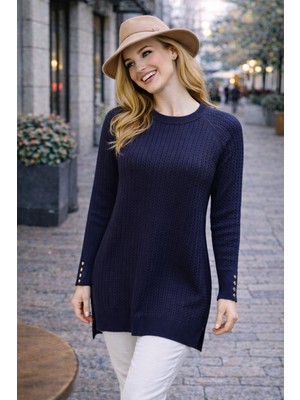 Stilmony Kadın Merserize Saç Örgü Standart Tunik Kazak