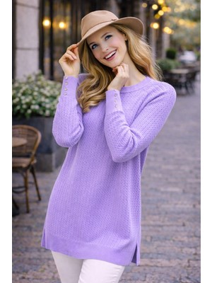 Stilmony Kadın Merserize Saç Örgü Standart Tunik Kazak