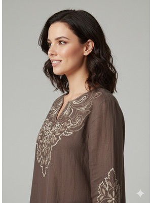 Ekol Işlemeli Kadın Bluz 2846