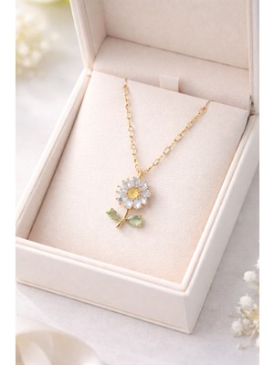 Youday Zirkon Taşlı Çiçek Figürlü Gold Renk Çelik Kolye MODEL 11 – Kararmaz, Şık ve Zarif Tasarım