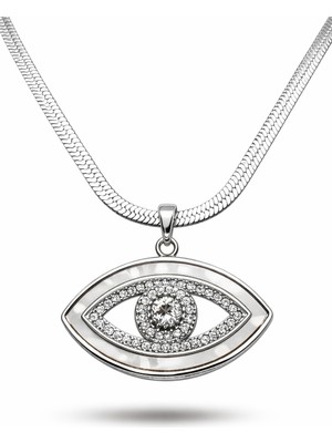 Youday Paslanmaz Çelik Nazar Göz Kolye MODEL 4 – Zirkon Taşlı Parlak Tasarım | Kararmaz Kadın Kolyesi