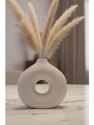 Safir Design El Yapımı Iskandinav Halka Vazo - Doğal Pampas Otu Hediyeli Donut Vazo