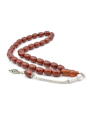 Murty99 Tilki Kuyruğu Kamçılı Kapsül Kesim Imamesi Tıraşlı Koyu Turuncu Sıkma Kehribar Tesbih