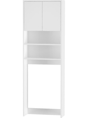 Plato Çamaşır Makinesi Dolabı 4 Raflı 2 Kapaklı Çamaşır Makinesi Dolabı Banyo Dolabı