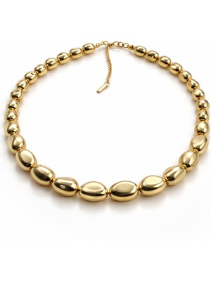 Youday Çelik İnci Form Gold Kolye  MODEL 3 – Parlak Boncuk Tasarım | Kararmaz & Şık Günlük Kadın Kolyesi