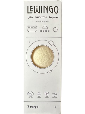 Lewingo Çamaşır Yün Kurutma Topu - Kurutma Makinesi Için Merinos Yün Top - 3 Adet - Xl