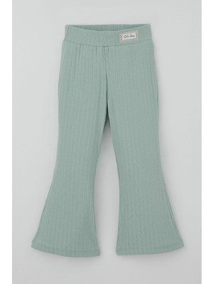 Breeze Kız Çocuk Tayt Bel Kısmı Arma Aksesuar Detaylı 3-7 Yaş, Su Yeşili