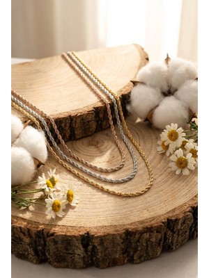 Lykos Çelik Mix Renk Burgu Zincir Model Kadın Kolye