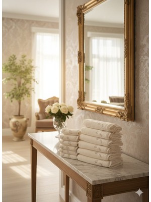 Sungur Çeyiz 12 Li Nakış Gübürlükadife Dokuma 6'lı El Yüz (50X90) 6 Lı Mutfak Havlusu  (30 x 50 )