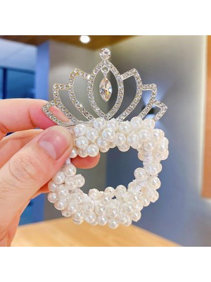 Efna Store Kraliçe Tacı Figürlü Zirkon Taşlı Cinderella,prenses Toka,atkuyruğu,topuz Incili Çocuk Lastik Toka