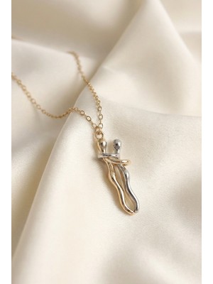 Lykos Çelik Gold Renk Zincir Renkli Sarılma Model Kadın Kolye