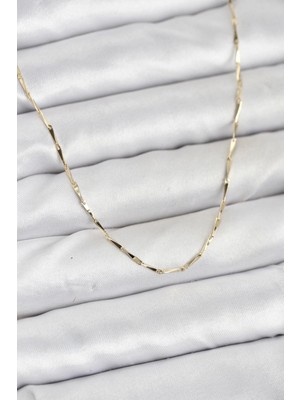 Clariss Ashwork cm 14K Gold Renk Ince Kesim Çubuk Model Zincir Kadın Kolye 587455