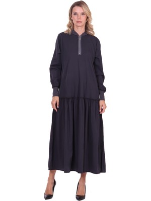 Invee Büzgülü Elbise Antrasit