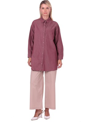 Invee Kot Gömlek Bordo