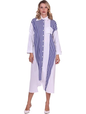 Invee Çapraz Uzun Gömlek Beyaz