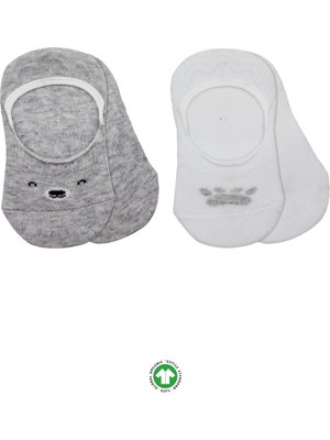 Üreticiniz 2'li Babet Cute Face Penye Çorap 30103 Gri Beyaz 481348