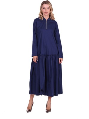 Invee Muhteşem Pamuk Elbise Lacivert