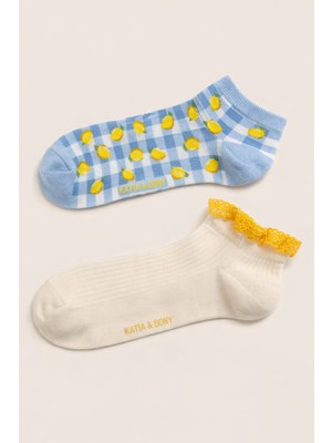 Kadın 2'li Limon Desenli Step Çorap