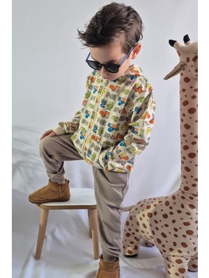 Breeze Erkek Çocuk Eşorfman Takımı Zebra Macerası 1.5-5 Yaş, Krem