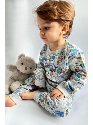 Breeze Erkek Bebek Eşofman Takımı Baskılı Desenli 6 Ay-2 Yaş, Bej