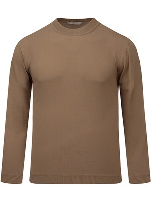 Hatemoğlu Kahverengi Regular Fit Yarım Balıkçı Yaka Rayon Kazak