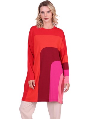 Invee Şeker Triko Tunik Kırmızı