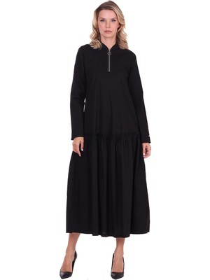 Invee Muhteşem Pamuk Elbise Siyah