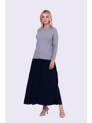 Invee Sıkma Kol Triko Tunik Gri