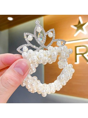 Efna Store Taç Figürlü Zirkon Taşlı Cinderella,balerin Prenses Toka,atkuyruğu,topuz Incili Çocuk Lastik Toka