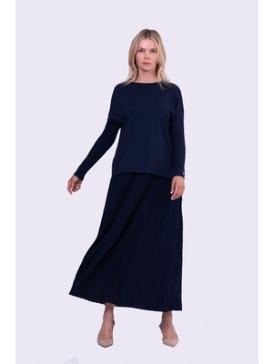 Invee Sıkma Kol Triko Tunik Lacivert