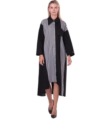 Invee Çapraz Uzun Gömlek Siyah