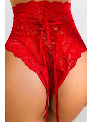 Sistina Kırmızı Dantelli Yüksek Bel Külot Hera - K1001