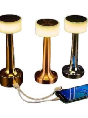 Astraltech Altın Rengi Masa ve Gece Lambası Dokunmatik Şarjlı Masa Lambası